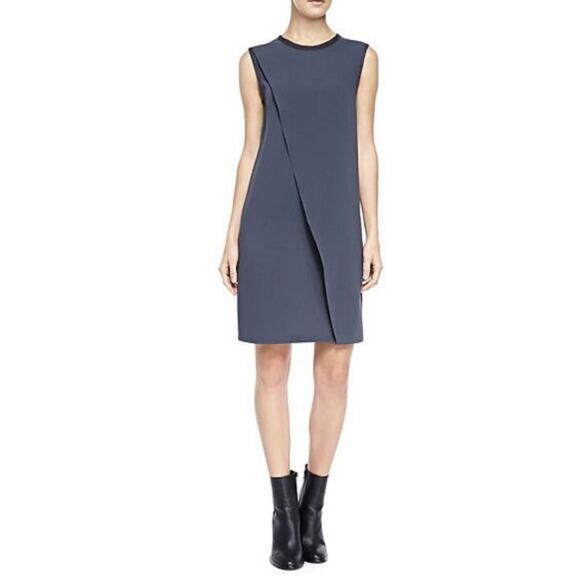 Vince Gray Raw Edge Crew Neck Sleeveless Shift Dress Size 8 - Picture 1 of 12